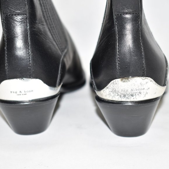 $500 RAG & BONE Westin Bootie CUBAN BLACK LEATHER LOGO CHUNKY 40 (DC9.5) - Picture 10 of 12